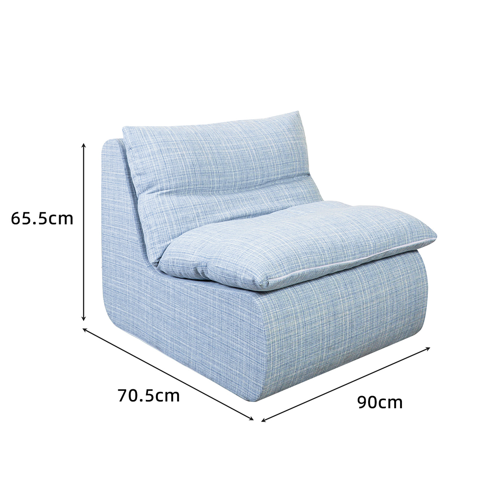 Blå enkelt sofa med aftagelig svampepolstring Blå enkelt sofa med aftagelig svampepolstring